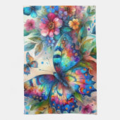 Aquarellblume Blütenblume Blume Blau Rosa Geschirrtuch (Vertikal)