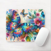 Aquarellblume Blütenblume Blume Blau Rosa Mousepad (Mit Mouse)