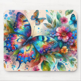 Aquarellblume Blütenblume Blume Blau Rosa Mousepad