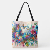 Aquarellblume Blütenblume Blume Blau Rosa Tasche (Rückseite)