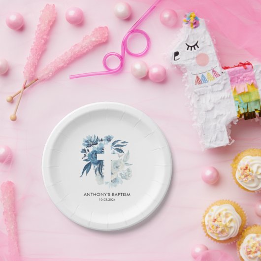 Aquarellblume Blütentaufe Pappteller (Party)
