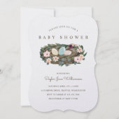 Aquarellblume Bohemisch Bird's Nest Baby Shower Einladung (Vorderseite)