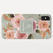 Aquarellblume BOHO Grünpflanzen Blatt Name Case-Mate iPhone Hülle (Rückseite (Horizontal))