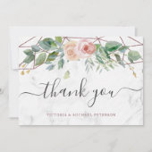 Aquarellblume Boho Rose Goldene Hochzeit Dankeskarte (Vorderseite)