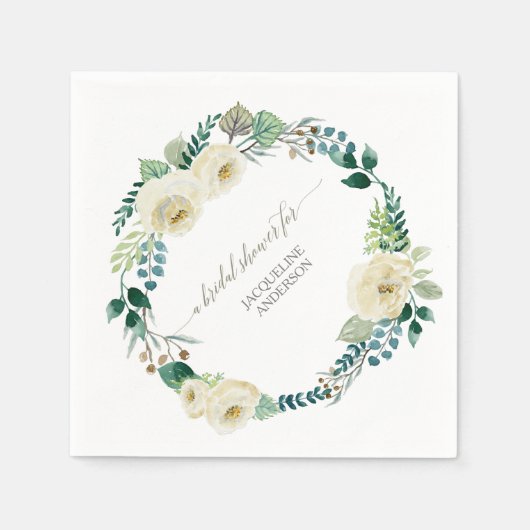 Aquarellblume BOHO Wreath Elfenbeinküste Rose Rust Serviette (Vorderseite)