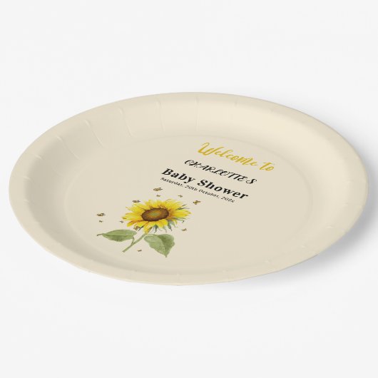 Aquarellblume & Butterflies Kinderdusche Pappteller (Schrägansicht)