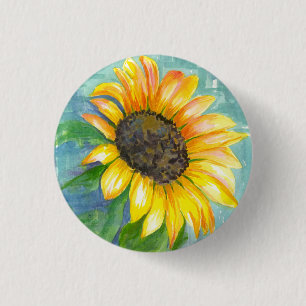 Aquarellblume Button