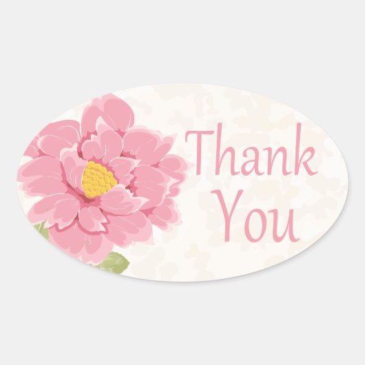 Aquarellblume Danke Pink Peony Blume Ovaler Aufkleber (Vorderseite)