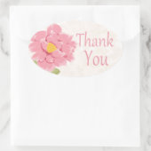 Aquarellblume Danke Pink Peony Blume Ovaler Aufkleber (Tasche)