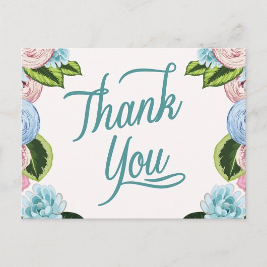 Aquarellblume Danke Postkarten (Vorderseite)