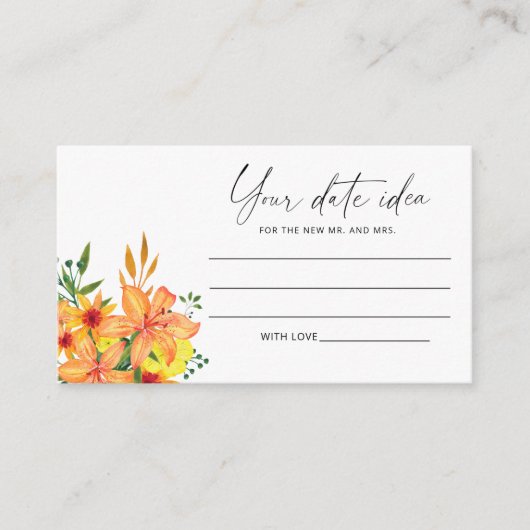 Aquarellblume Datum Ideen Nacht \ Datum jar Begleitkarte (Vorderseite)