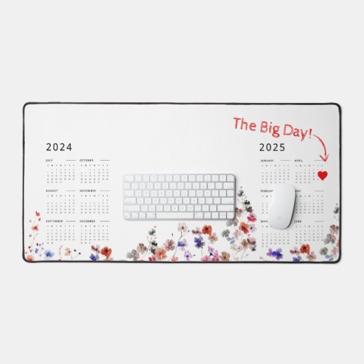 Aquarellblume | Datum markieren | 24/25 Kalender Schreibtischunterlage (Tastatur & Maus)