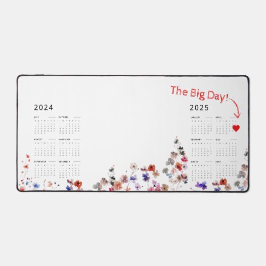 Aquarellblume | Datum markieren | 24/25 Kalender Schreibtischunterlage (Vorderseite)