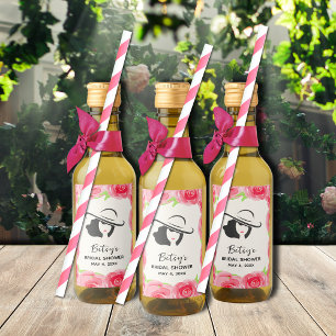 Aquarellblume Derby Brautparty Favoriten Mini Weinetikett