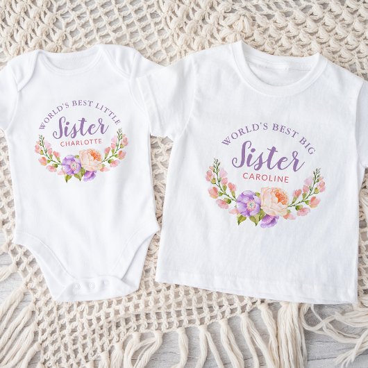 Aquarellblume Die beste große Schwester Baby T-shirt