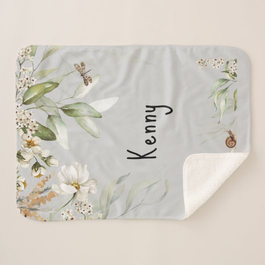 Aquarellblume Drop Baby Boy Kleiner Sherpadecke (Vorderseite (Horizontal))