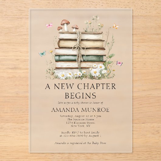 Aquarellblume Ein neues Kapitel Kinderdusche Acryleinladungen (Vorderseite)