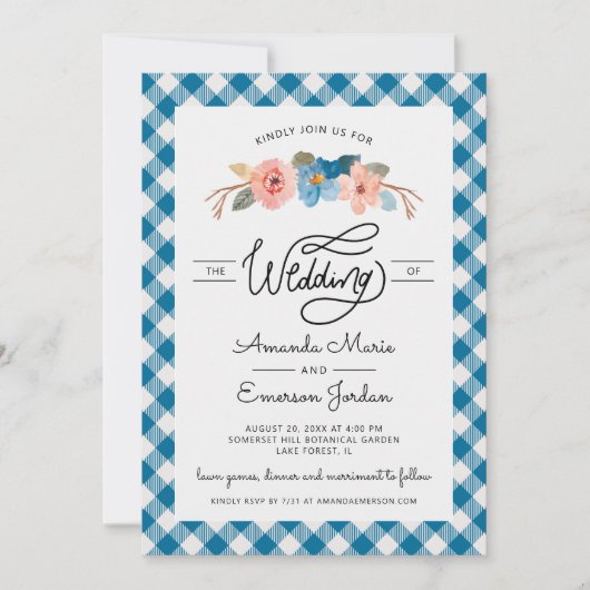 Aquarellblume Einfaches Vergnügen Lässige Hochzeit Einladung (Vorderseite)