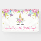 Aquarellblume Einhorn Geburtstag Banner (Horizontal)