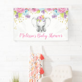 Aquarellblume Elefant Babydusche Banner (Insitu)