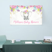 Aquarellblume Elefant Babydusche Banner (Messeveranstaltung)