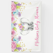 Aquarellblume Elefant Babydusche Banner (Vertikal)