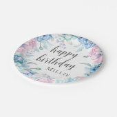 Aquarellblume Elegantes Bauernhaus Happy Birthday Pappteller (Schrägansicht)