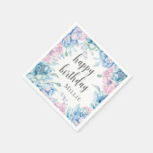 Aquarellblume Elegantes Bauernhaus Happy Birthday Serviette (Ecke)