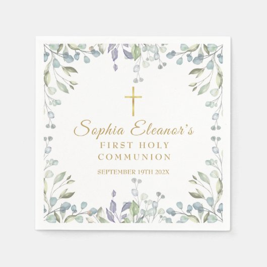 Aquarellblume Erste Heilige Kommune Serviette (Vorderseite)