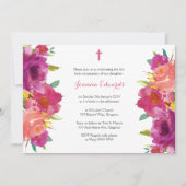 Aquarellblume Erste Kommune Personalisiert Einladung (Vorderseite)