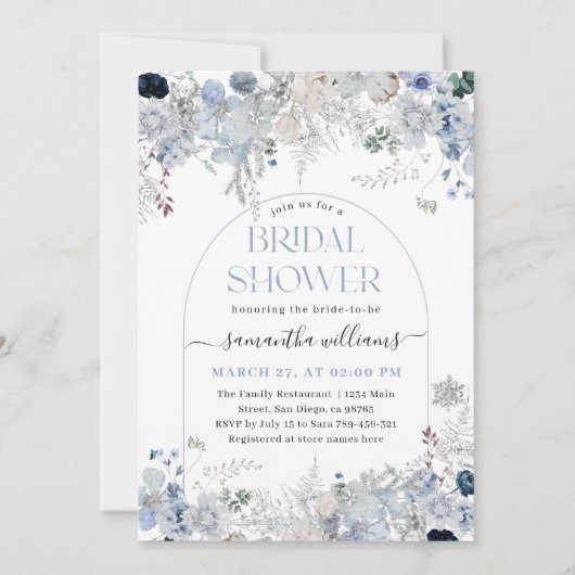 Aquarellblume Etwas Blaues Brautparty Einladung (Vorderseite)