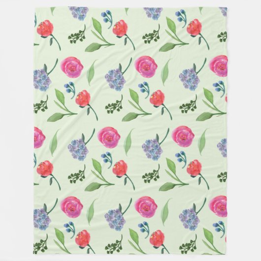 Aquarellblume Fleecedecke (Vorderseite)