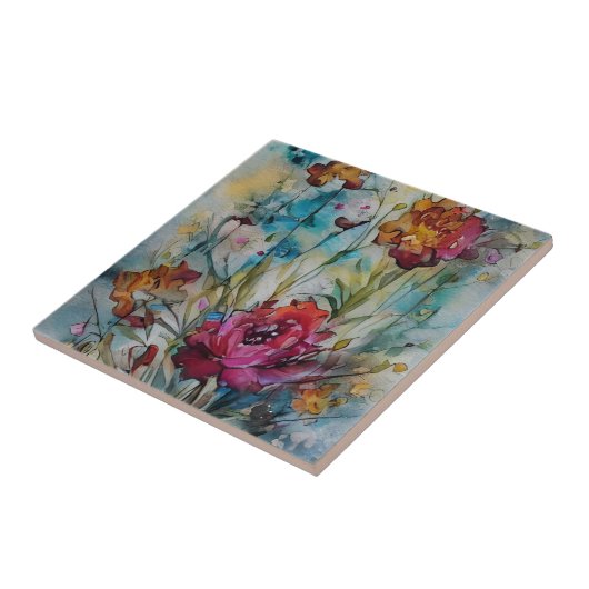 Aquarellblume Fliese (Seite)