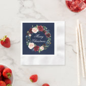 Aquarellblume Frohe Weihnachten Blauer Cocktail Serviette (Beispiel)
