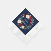 Aquarellblume Frohe Weihnachten Blauer Cocktail Serviette (Ecke)