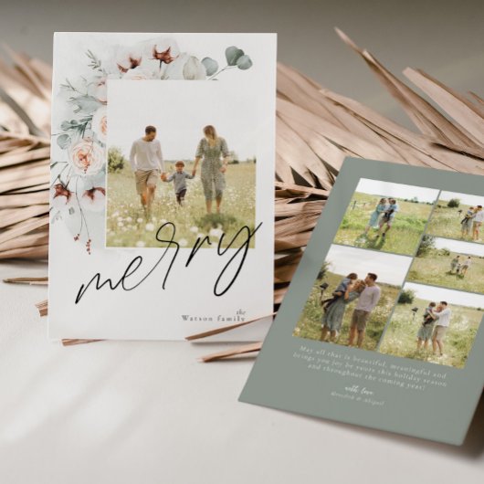 Aquarellblume Frohe Weihnachtsfotokarte Feiertagskarte