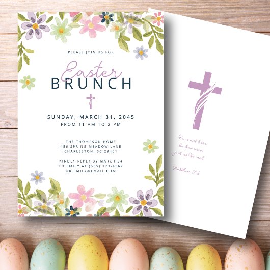 Aquarellblume Frühlingsbrunch Religiös Einladung