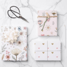 Aquarellblume Geschenkpapier Set