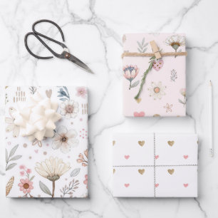 Aquarellblume Geschenkpapier Set