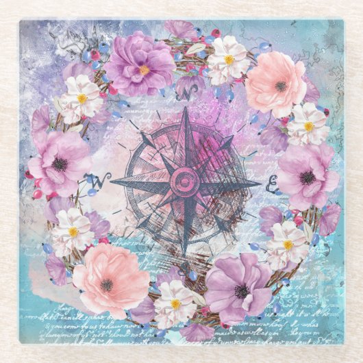 Aquarellblume Glasuntersetzer (Vorderseite)