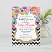 Aquarellblume Glitzer Kinderdusche Einladung (Stehend Vorderseite)