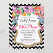 Aquarellblume Glitzer Kinderdusche Einladung (Vorne/Hinten)