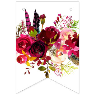 Aquarellblume, glücklicher Geburtstag, BUNNING BAN Wimpelkette