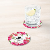 Aquarellblume-Graduierungsparty Runder Pappuntersetzer (Vor Ort)