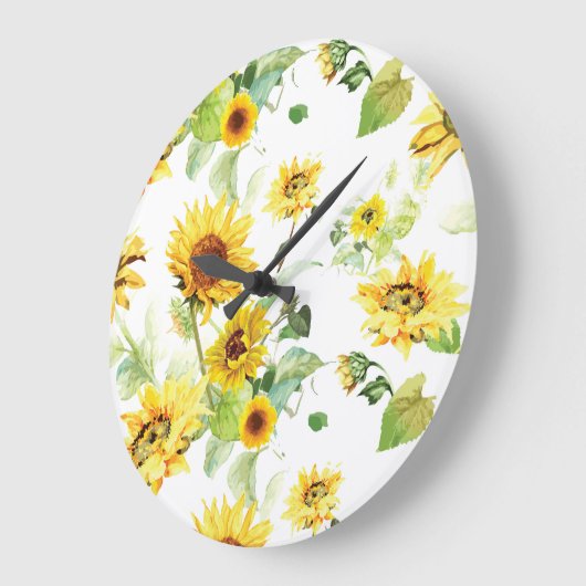 Aquarellblume Große Wanduhr (Winkel)