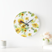 Aquarellblume Große Wanduhr (Zuhause)