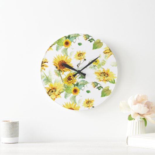 Aquarellblume Große Wanduhr (Zuhause)