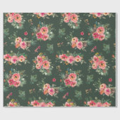 Aquarellblume | Grüne Weihnachtszeit Geschenkpapier (Flach)