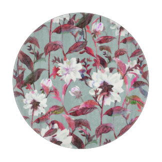 Aquarellblume: Handgezeichnete Blüten. Schneidebrett