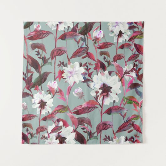 Aquarellblume: Handgezeichnete Blüten. Wandteppich (Vorderseite)